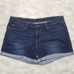 Levis Shorts Womens 33 Blue Cuffed Pockets Denim Dark Wash